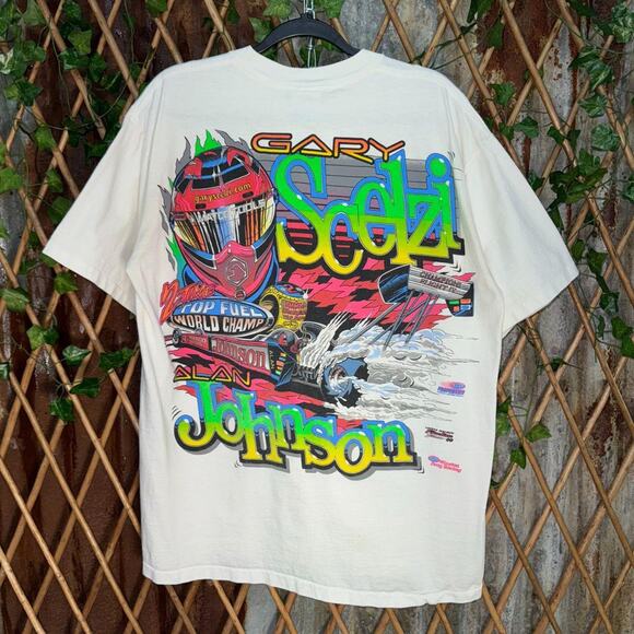 Vintage y2k 90s all over print AOP midget car nascar t-shirt - Picture 2 of 4